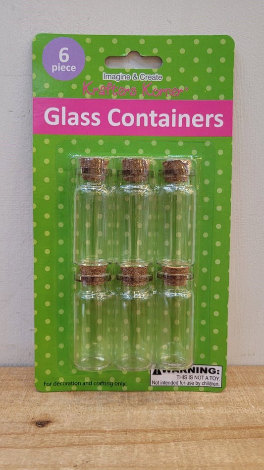 6 PK GLASS CONTAINERS W/CORK STOPPER - 134823