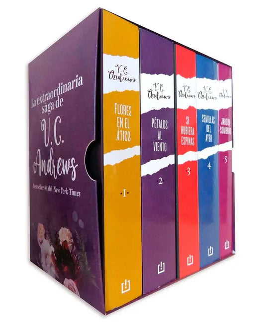 PAQUETE SAGA V.C. ANDREWS. 5 TOMOS. FLORES EN EL ATICO/JARDIN SOMBRIO/PETALOS AL VIENTO/SEMILLAS DEL MAR/SI HUBIERA ESPINAS.  -  - 135150