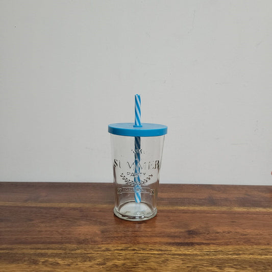 GLASS CUP W-LID AND STRAW-CLEAR PDQ - 95337 -  - .